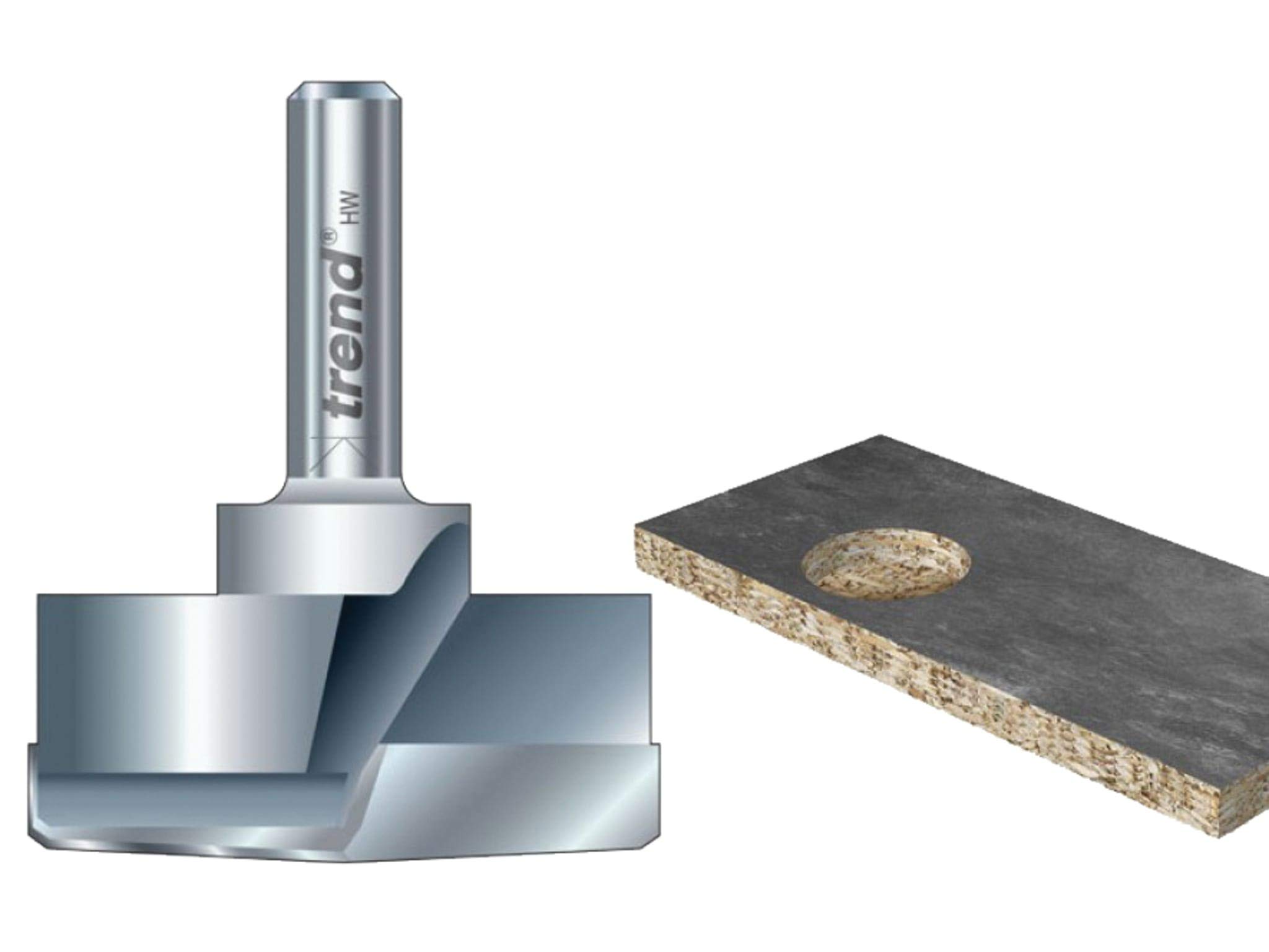 Trend Craft Pro TCT 35mm Hinge Sinking Machine Bit, 1/4" Shank, Tungsten Carbide Tipped, Perfect for Laminate Boards, T 421/35X1/4TC