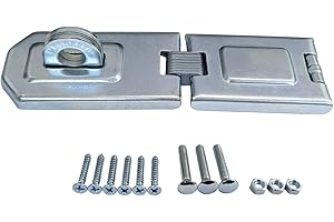 QCAA Extra Heavy Duty Concealed Safety Hasp, Flexible Link, with Hardened Staple, 6-1/4" Single Flexible, Zinc Plated, 1 Pack, Made in Taiwan