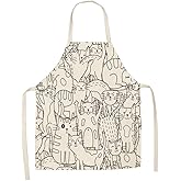 BOCTTCBO Cat Apron Cute Cooking Apron for Women Men Chef Funny Aprons Kitchen Baking Painting Gardening and Party