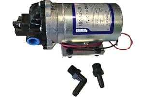 PENTAIR SHURFLO 8009-543-236 Auto-Demand 12V Spraying Diaphragm Pump, 1.8GPM, Viton Valves, Santoprene Diaphragm, 60PSI, 3/8" NPT-F Port, Single-Pack