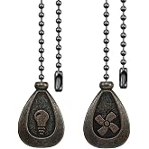 Dotlite 2 Pack Bronze Ceiling Fan Pull Chain Extension Set | Retro 12 Inch 3mm Ball Beaded String Pull Charm Ornament with Connector for Fan Light Fixtures Replacement Home Decorations