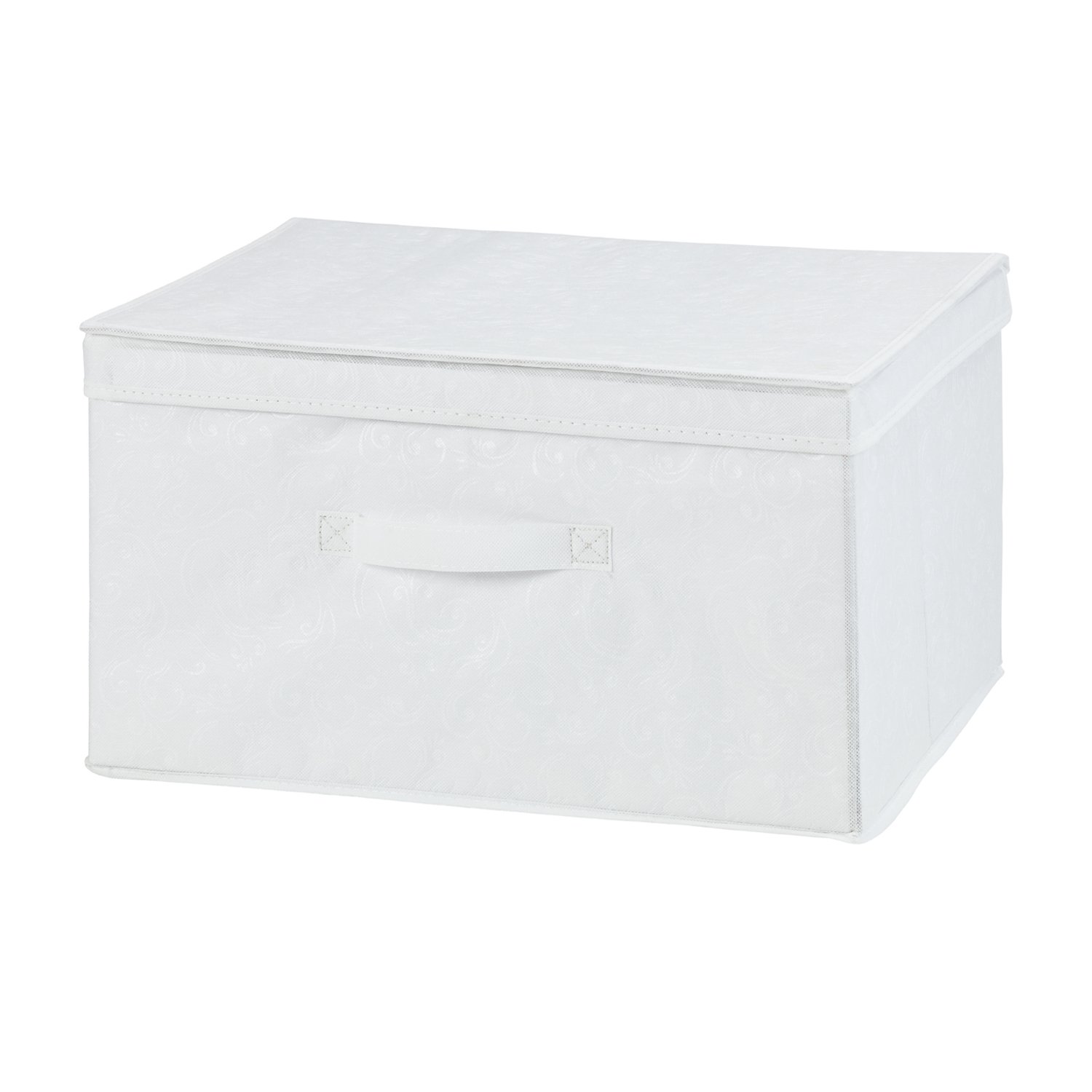 H & L Russel Embossed Folding Storage Box, White, 45 x 35 x 25 cm
