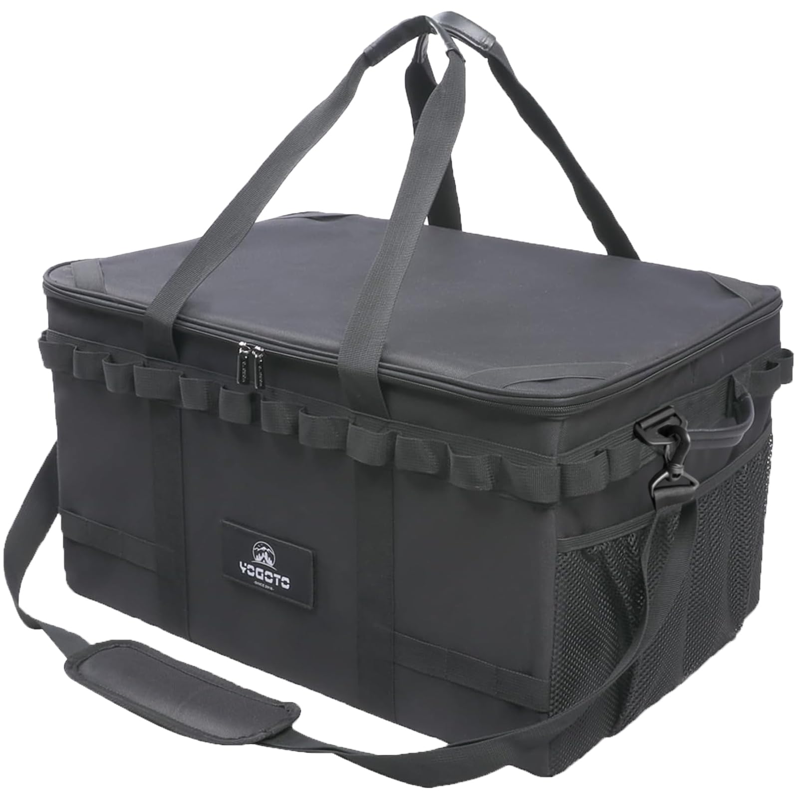 YOGOTO キャンプ ソフトコンテナ 収納ボックス ギアボックス ツールボックス 36L 60L トランク収納 大容量 車載収納 ソロ用 底面防水 仕切り付き 折り畳み式 工具バッグ メッシュポケット付き デージーチェーン付き ショルダーストラップ付き 軽量 持運び便利 の商品画像