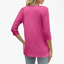3/4 Length Sleeve Womens Tops Dressy Trendy Button