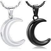 Imrsanl Cremation Jewelry for Ashes Moon Urn Necklace Stainless Steel Memorial Lockets Keepsakes Jewelry for Ashes Pendant - Fill kit