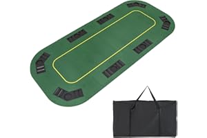 GLACER Foldable Poker Table Top 8 Player, 79"x 36"Large Professional Four Fold Poker Topper Rectangle Cover Mat w/Chips Tray Cup Holders Carry Bag for Texas Hold'em Casino Home Cards Game Nights