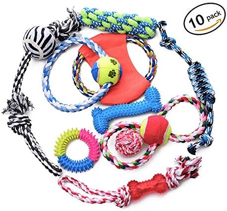 Hipetz Dog Toys 10 pcs Pack Gift Set, Variety Pet Dogs Toy Set for Small to Medium Doggie