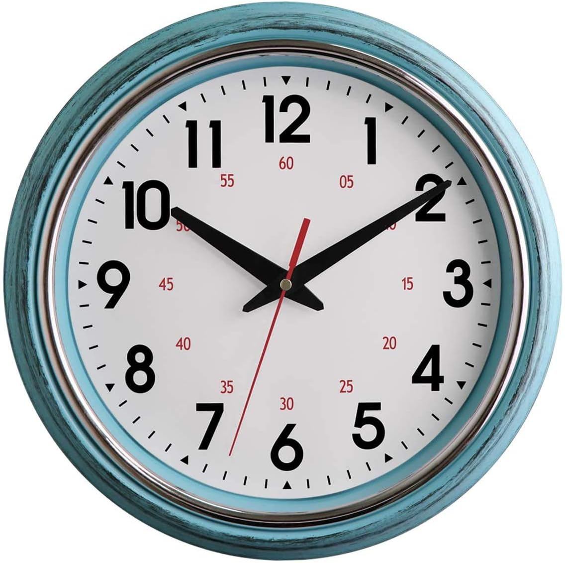 Lumuasky Retro Silent Non-Ticking Round Classic Clock - Quartz Decorative Battery Operated Wall Clock for Living Room Kitchen Home Office (Blue): Kitchen & Dining