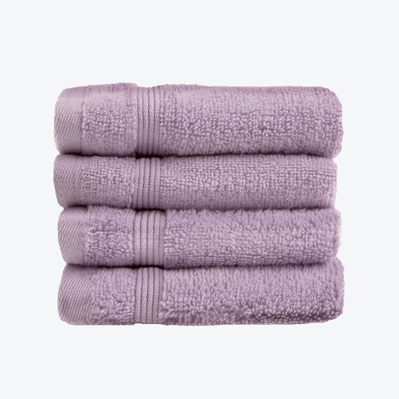 Allure Zero Twist Face Cloths Pack of 4 30 x 30cm, 100% Egyptian Cotton Flannels (Heather) Lilac — image 1