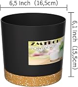 ZMTECH 16.5cm Plant Pots Set of 3 Dark Grey Modern Planters with Drainage Holes view 3