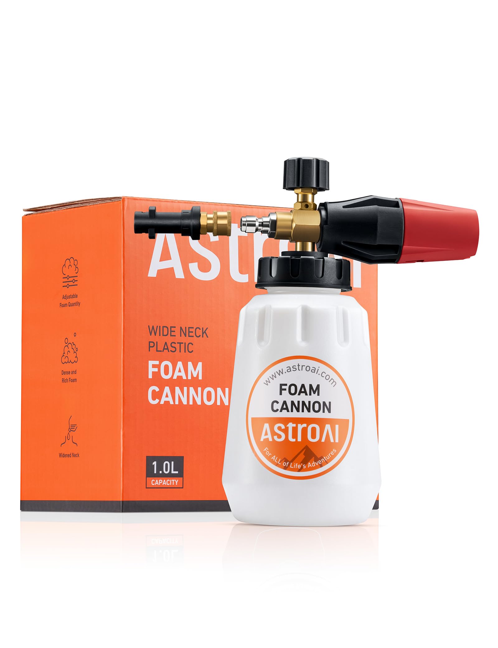 AstroAI Snow Foam Gun, 1L Bottle Adjustable Snow Foam Lance Car Cleaning Kit with 1/4" Quick Connector Sprayer Nozzle for Karcher K Series K2 K3 K4 K5 K6 K7 Pressure Washers