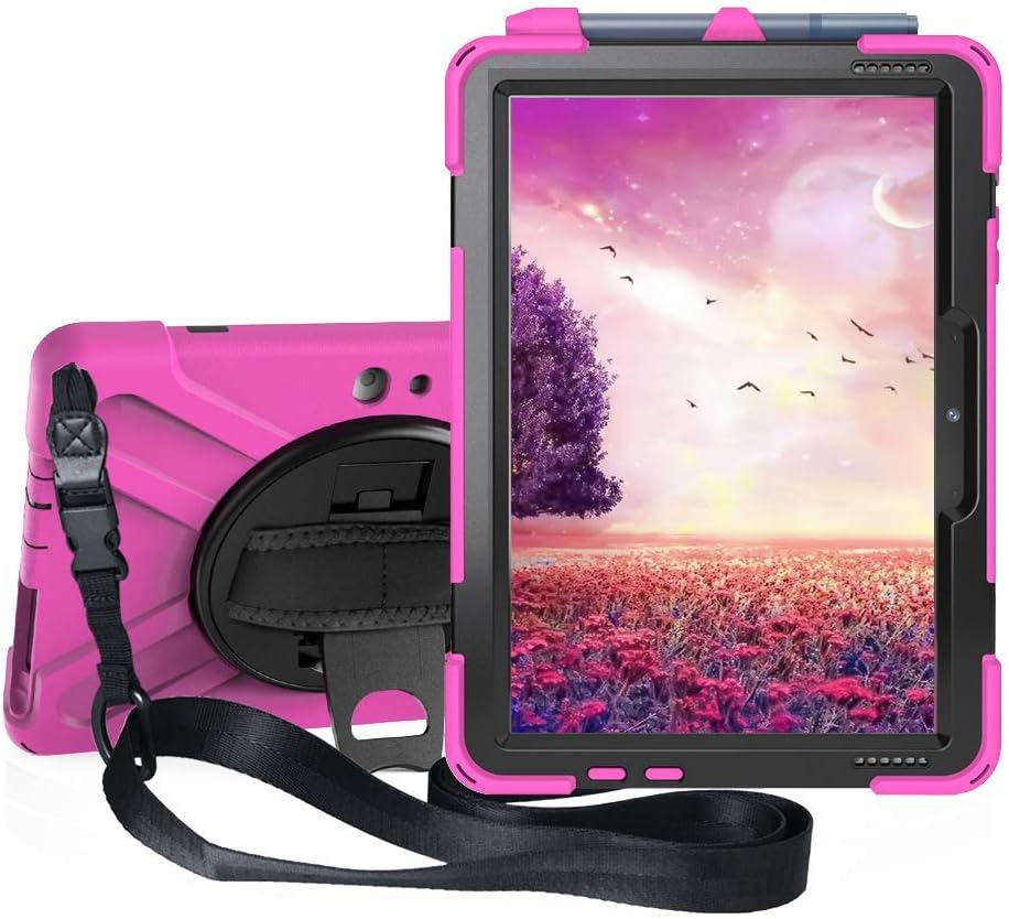 Sfulatdc Compatible with Surface Go Case,Shockproof Heavy Duty Rugged Full Body Cover with Strap and Kickstand for Microsoft Surface Go 4/3/2/1 Pink