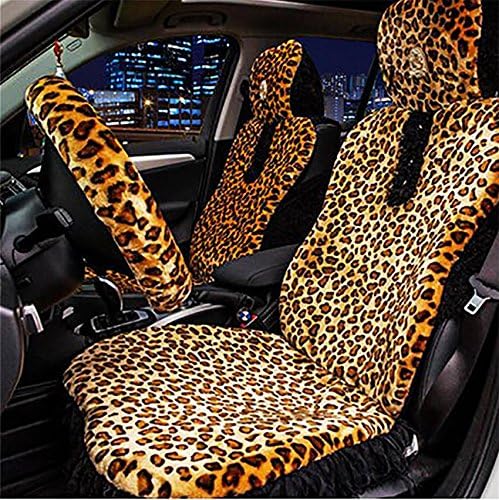 RUIRUI Universal Leopard Print Car Seat Covers Cushions Full Set, a