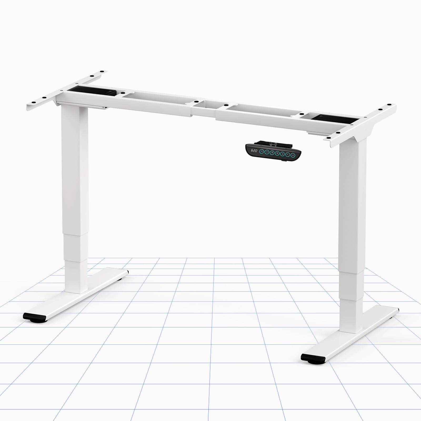 FLEXISPOT Standing Desk Dual Motors，Sit Stand Desk Height Adjustable Desk Stand Up Desk Electric Standing Desk with Memory Smart Pannel Large Lifting Range EC5 Series (White Frame Only，3 stages)