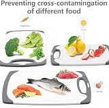 SKERITO Chopping Board Set 3 BPA Free Non-Slip Drip Groove Gray view 5