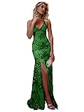 POMUYOO Sparkly Sequin Prom Dresses 2025 with Slit