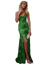 POMUYOO Sparkly Sequin Prom Dresses 2025 with Slit