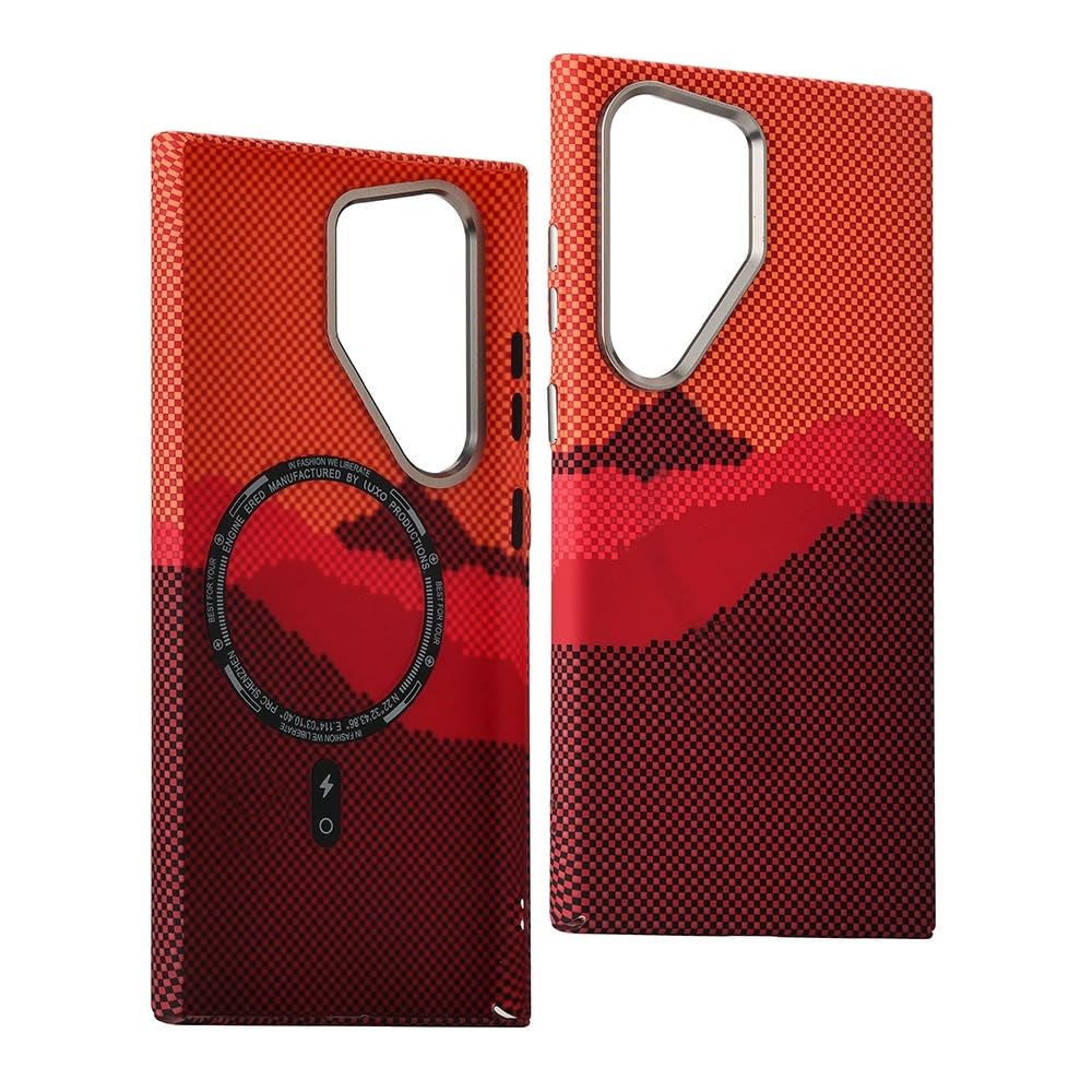 Photo 1 of [Twice Stronger Magnetic] 3D Patterned, Dotted Granular Feel, Non-Slip, Lightweight Samsung S24 Ultra Case Offers Full Protection. Compatible with MagSafe, Enhanced Grip, Shockproof Orange