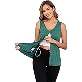 Momctnino Woman's Mastectomy Shirts with Drain Pockets Open Front Breast Cancer Tank Top Post Mastectomy Must Haves