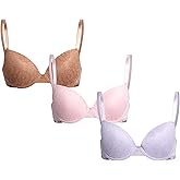 bebe Girls Training Bra - 3 Pack Soft Molded Bra with Adjustable Straps - Training Bra for Girls (A Cup/B Cup)