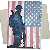 Military Card with Envelope - 5x7 Inch Bootcamp Encouragement Cards, Military Retirement Card or Thank You for Your Service Cards on Independence Day, 4th of July, Memorial Day, Veteran's Day - 1126