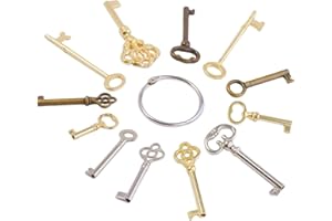 LA MACAZA Skeleton Key Set, 12 Keys Universal Skeleton Keys Replacement for Vintage Old Furniture, Antique Furniture, Cabinet Doors, Grandfather Clocks, Old Style Cabinets or Doors