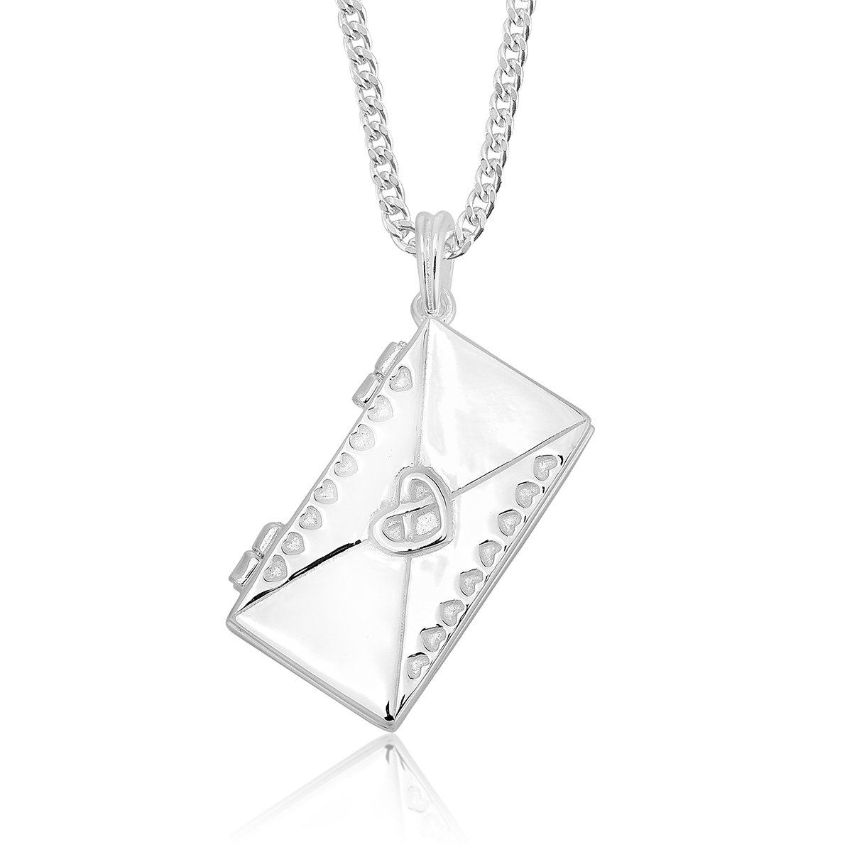 DTPSilver 925 Sterling Silver Heart Envelope Necklace Pendant Locket