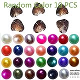 YUZHANGTONG 2018-Freshwater Cultured Love Wish Pearl Oyster with Round Pearl Inside 10 Colors (Random Color 10 PCS 7-8mm)
