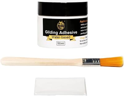 KIRIN Gilding Adhesive 50ml Water Based Metal Leaf Glue with Brush & Gloves