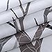Shower Curtain Fabric Grey Tree with Hooks Bath Curtain Waterproof, 72x72 INCH