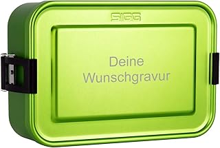 SIGG Lunchbox mit Gravur personalisiert in grün | leichte Brotdose aus Aluminium, BPA frei, auslaufsicher, mit herausnehmbarer Trennwand, perfekt geeignet für Schule, Kindergarten oder für die Arbeit