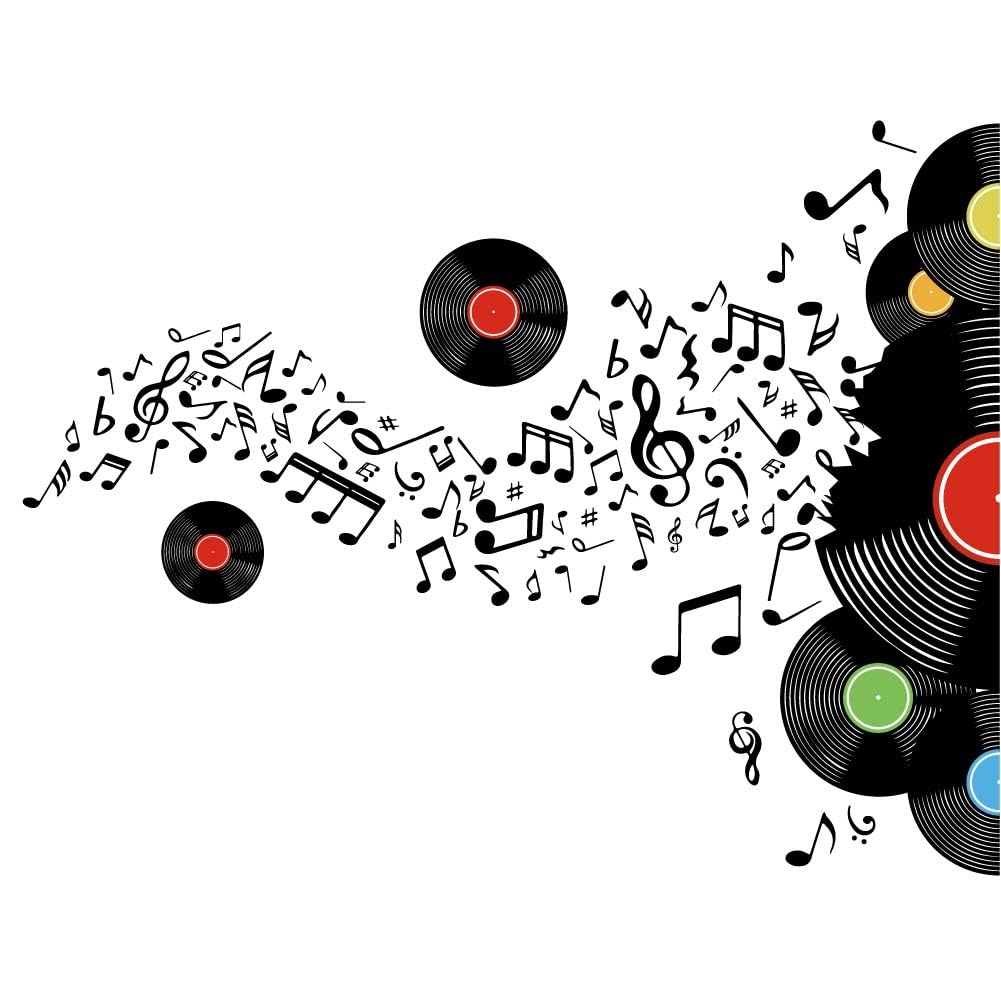 SUPERDANT Records Notes Wall Stickers Musical Notation with Disc Wall Decals Musical Mark Vinyl Art Peel and Stick Enjoy Music Decor for Music Room Bedroom