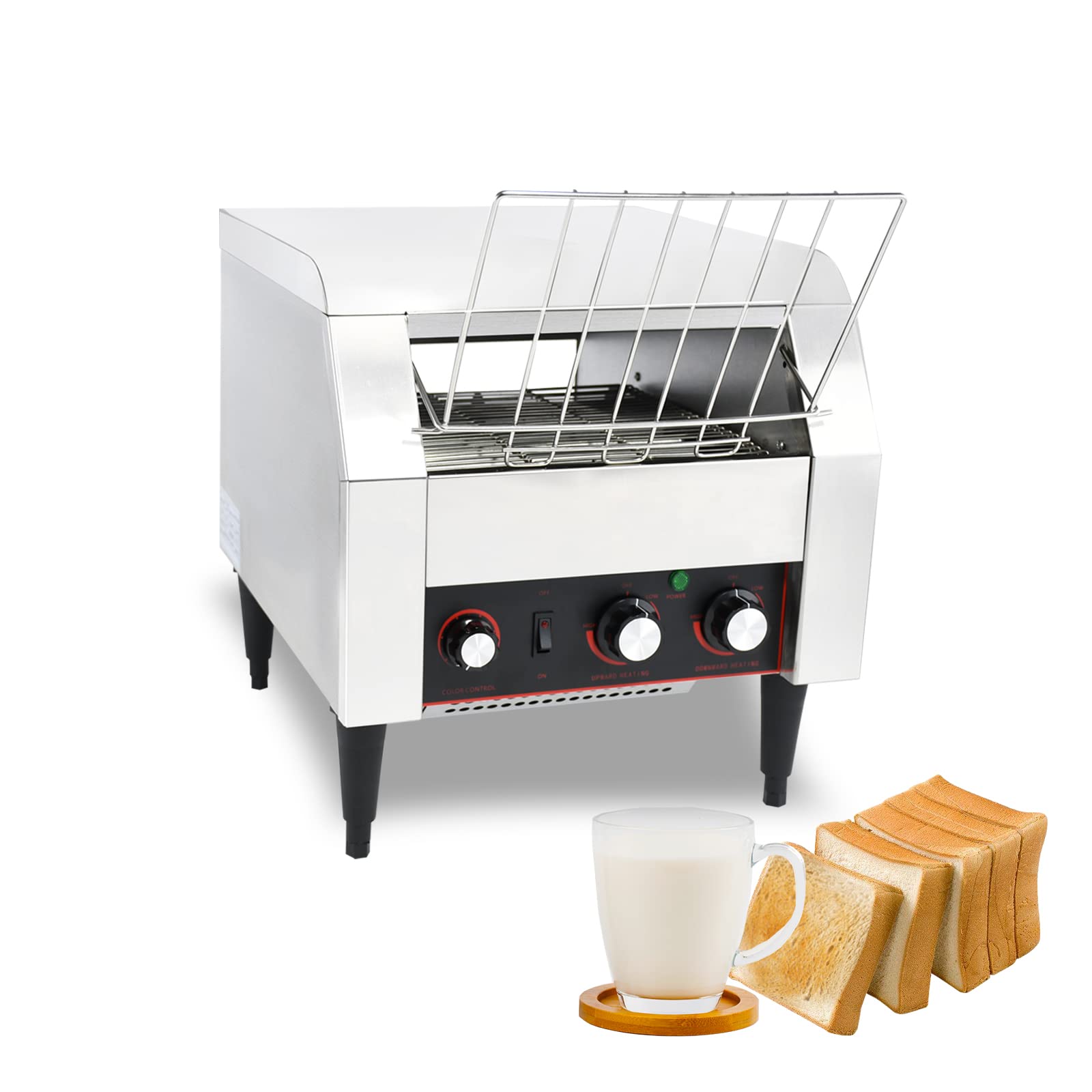 Photo 1 of NJTFHU Commercial Toaster Conveyor 150slices/Hour,Stainless Steel Conveyor Toaster for Bun Bagel Bread Heavy Duty with 7 Speed Control/3 Toaster Mode Speed Control/3 Toaster Mode