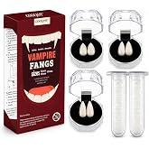 COOLJOY Vampire Teeth Fangs with Adhesive 3 Sizes Halloween Cosplay | 3 Pairs fang with adhesive for Halloween costumes, cosplay, parties and stage looks. Removable design
