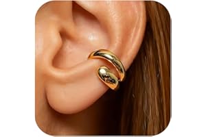 HUASAI Ear Cuffs Non Piercing Christmas Stocking Stuffers Chunky Ear Cuff Earrings for Women Non Tarnish Clip on Cartilage Earrings Trendy Jewelry Best Christmas Gifts 2025