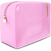 DANCOUR Clear Makeup Bag Large Pouch Cosmetic Travel Bag TSA Approved Light Pink Clear Cosmetic Case Organizer