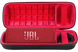 co2CREA Hard Travel Case Replacement for JBL Flip 7 Flip 6 FLIP 5 Waterproof Portable Bluetooth Speaker (Black Case + Inside Red)