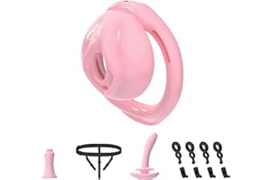 Chastity Lock Male Cock Cage - ABS Sissy Chastity Devices with Invisible Lock & 6 Adjustable Cock Ring, Penis Abstinence Elas