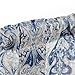 jinchan Linen Valance Curtain Tie Up Blue Valance for Kitchen Windows Vintage Floral Damask Printed Drapes with Adjustable Tie Medallion Small Window Curtain Rod Pocket 20 Inch Long One Panel