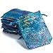 WSERE 50 Pieces Organza Gift Bags Drawstring Packing Bag Wedding Birthday Party Favors Jewelry Candy Samples Mesh Pouches(4.8×3.6 inches, Blue)