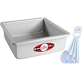 Fat Daddio's Square Cake Pan 8x8x3 Inch Bundle with Measuring Spoon Set