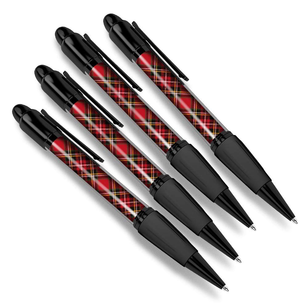 Destination Vinyl Ltd 4 x Matching Ballpoint Pens - Red Tartan Scottish Fabric Scotland #15842