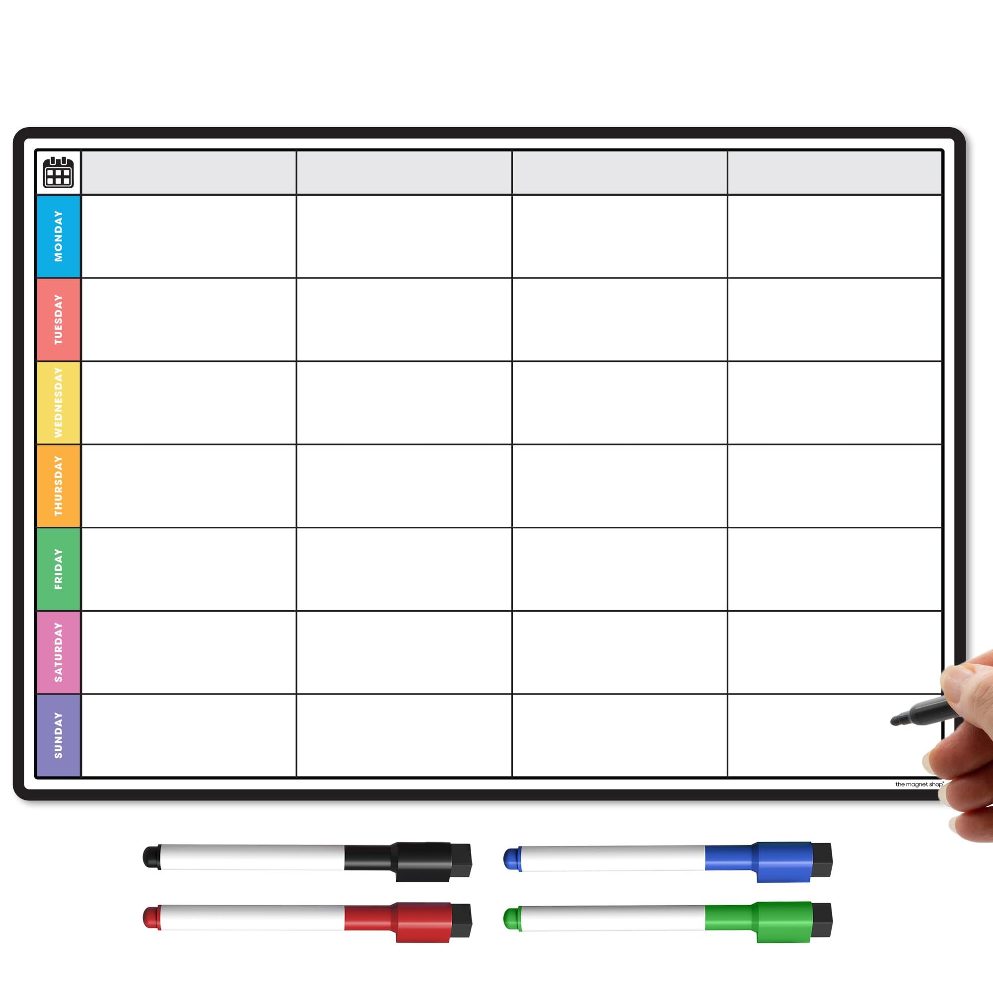 TMS A3 Magnetic Weekly Planner and Dry Wipe Pens | Fridge Magnet Calendar or Meal Planner Whiteboard for Kitchen | Dry Erase Memo Board for to Do List, Office Notes or Daily Reminders