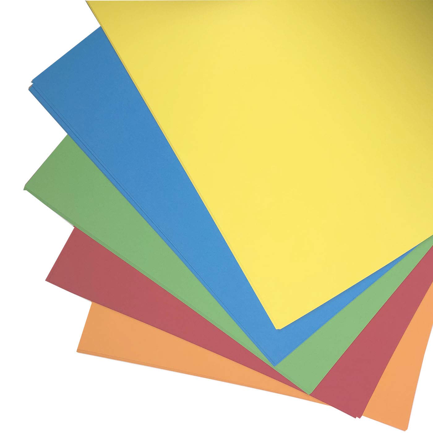 Bright A2 Large Sheets of Coloured Card 25 Sheets 230 Micron 180gsm 5 Colours Orange Green Blue Yellow and Red Mounting Card A2