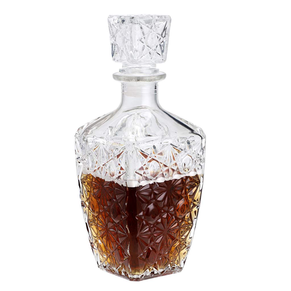MDLUU Glass Spirits Decanter, Whiskey Decanter with Airtight Stopper, Liquor Decanter for Bourbon, Brandy, Rum, Scotch, 28oz/800ml