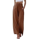 Tanming Wide Leg Linen Pants for Women Summer Flowy High Waisted Beach Palazzo Trousers