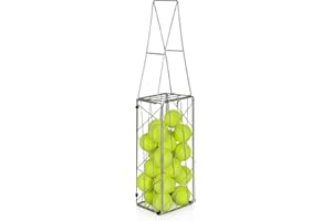 Exttlliy Tennis Ball Hopper Tennis Ball Basket Portable Pickleball Hopper Picker Upper Caddy Metal Pickleball Ball Retriever Holder with Handle for Easy Pickup