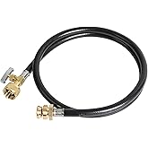 ATKKE 4FT Propane Extension Hose for 1Lb Tank Cylinder with Shutoff Valve, Connects Small Appliance to Propane Tree, T and Y 