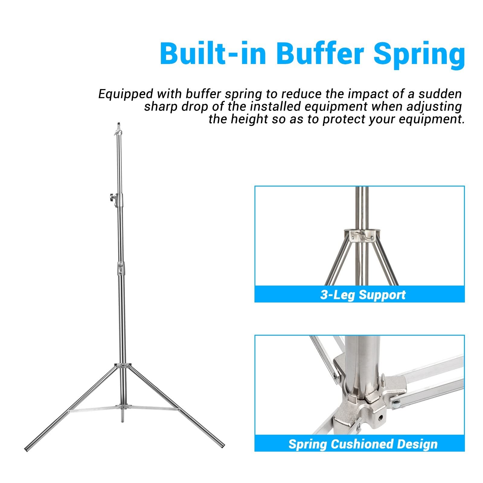 EACHSHOT 2-Pack Light Stand Kit, 2.8m Stainless Steel Heavy Duty with 1/4