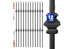 ANTSKY Wrought Iron Hollow Balusters - Deck Spindles Stair Railing Indoor,Stair Double Knuckle Hollow Iron Baluster Stair spindles, for Staircase Interior, Includes 2 Drill Bits for Wood(12 Pack Black)